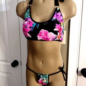 floral bikini set with thong /g-string back